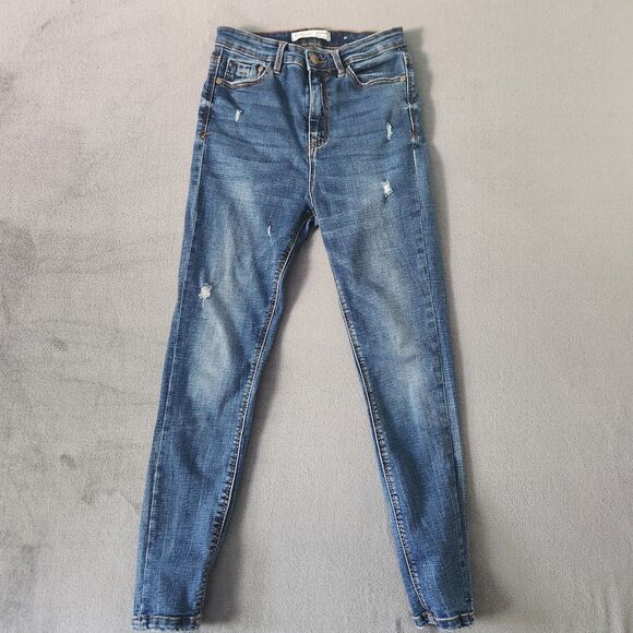 Stradivarius Jeans Women's Size 6 Super High Waist Skinny Distressed Denim Jeans - Picture 1 of 10